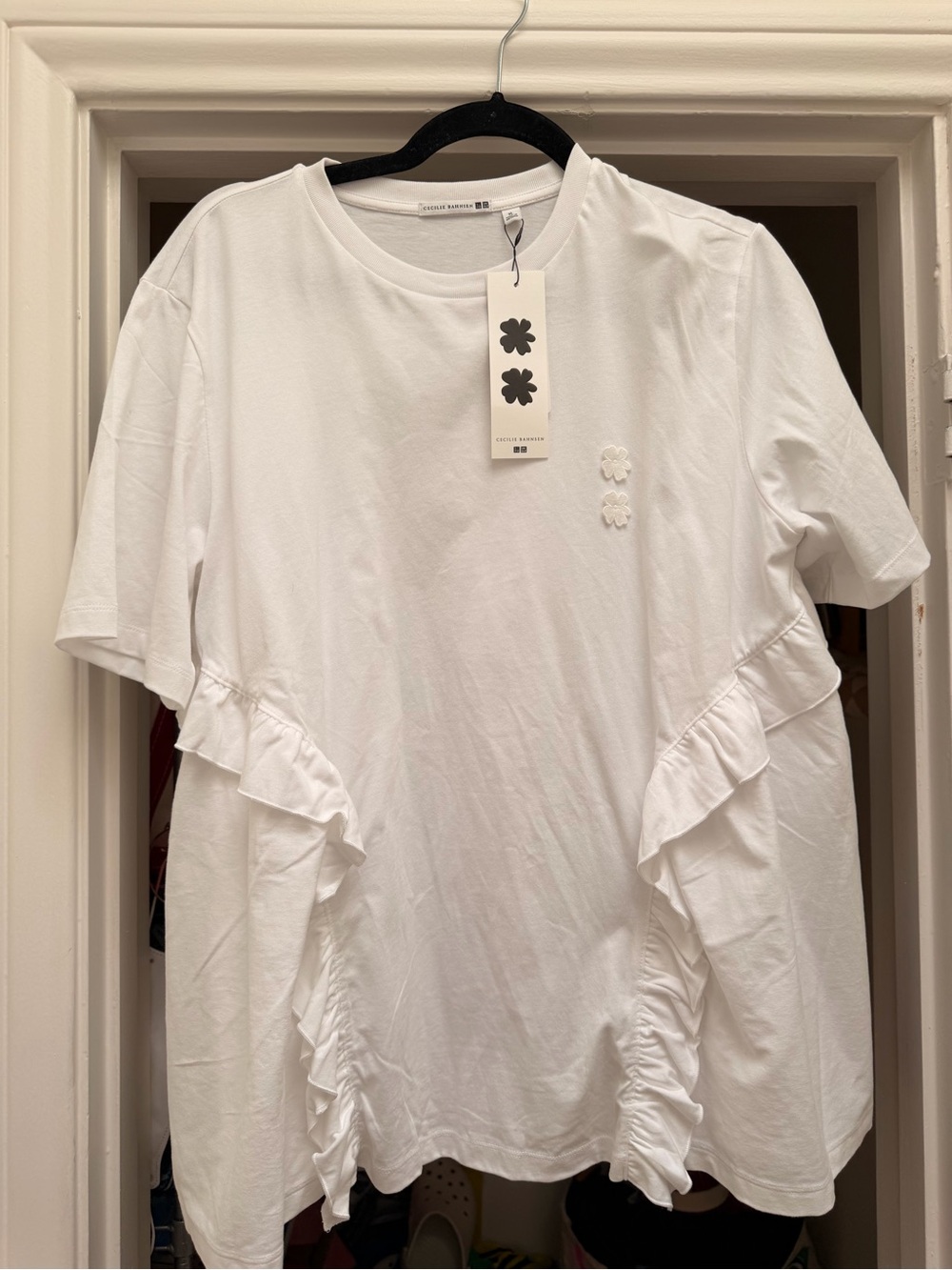 Cecilie Bahnsen White Ruffle Short Sleeve Tee - Picture 2 of 3